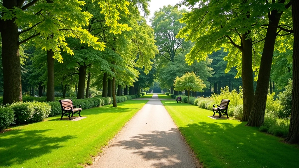 Vēsturisks parks Latvijā ar senioriem, kas soļo un uzskatās uz augu kolekcisku